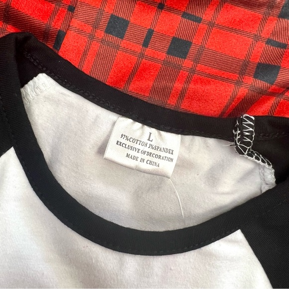 Toddler Girl Plaid Pig Bell Bottom Outfit Set - Picture 2 of 2